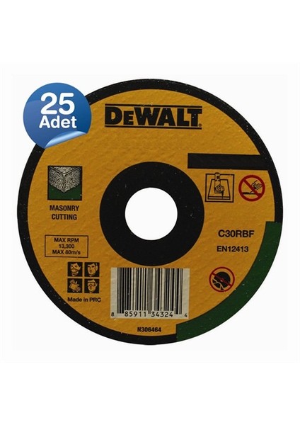 Dwa4525cfa 25 Adet 230X2,5Mm Metal Taşlama Diski Bombeli