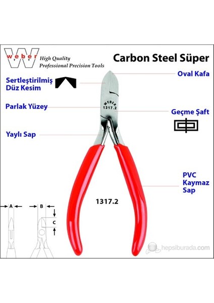 1317.2 Karbon Çelik Süper Elektronikçi Yan Keski-Yaylı 115 Mm