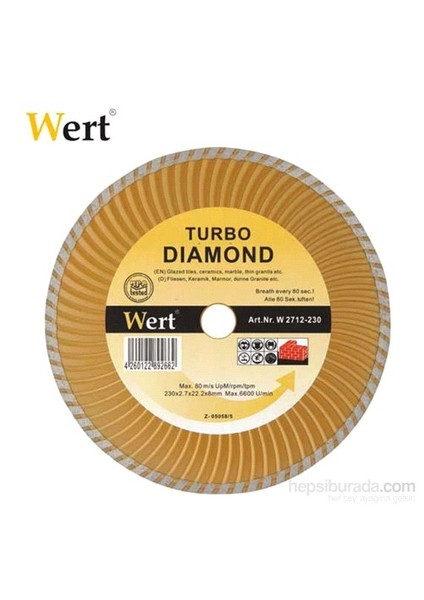 Wert 2712-115 Turbo Kanallı Elmas Testere (115Mm)