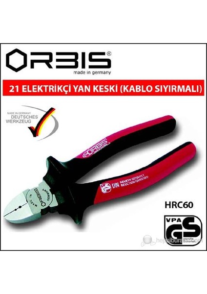 21-160 Elektrikçi Yan Keski(Kablo Sıyırmalı) 160Mm