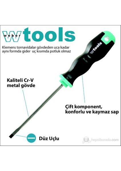 Düz Uçlu Klemens Tornavida 2.5 X 60 Mm