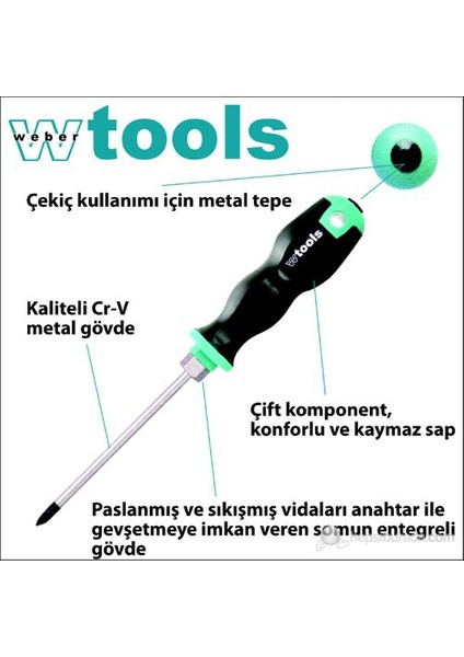 Yıldız Uçlu Tornavida Ph1 X 80 Mm Somunlu Gövde Ve Metal Tepeli