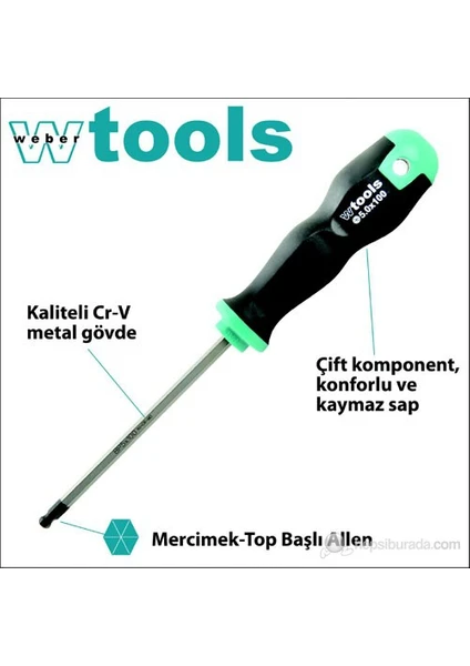 Weber Tools Top Başlı Allen Tornavida 2.0 X 100 Mm