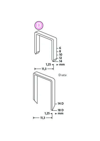 D Tip 53 F/8Mm Yassı Zımba Teli 1200 Lü Paket