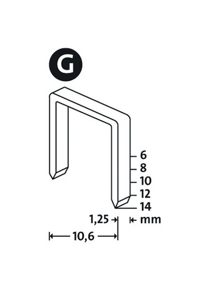 G Tip 11/6Mm Yassı Zımba Teli 1200 Lü Paket