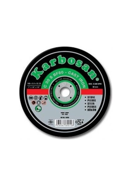 Döküm Kesme Taşı C 30 S Bf80 - Cast Iron 180X3.0X22.23 Mm Karbosan