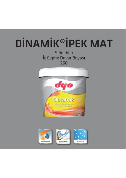 Dinamik Silikonlu Silinebilir İpek Mat İç Cephe Duvar Boyası 15 Lt. - 0141 Meltem
