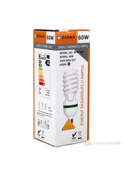 Osakalight 60W Enerji Tasarruflu Spiral Ampul E27 Beyaz modelleri