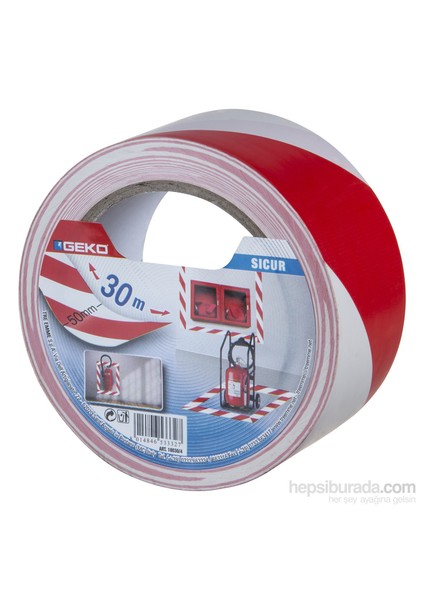 Yer İşaretleme Ve İkaz Bantı Pvc Beyaz/Kırmızı 50Mmx30m Sıcur