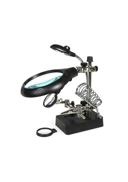 Sline Mg16129c Masa Üstü Ledli Mini Büyüteç Havya Stand Pcb Tutucu