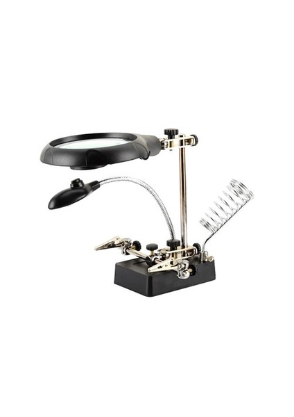 Sline Mg16129c Masa Üstü Ledli Mini Büyüteç Havya Stand Pcb Tutucu