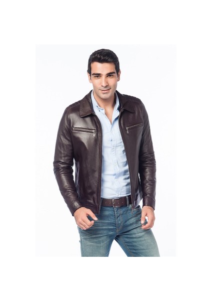 Erkek Deri Mont Bordo