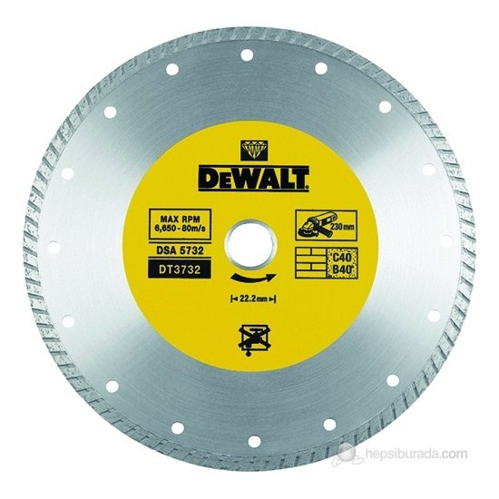 DeWalt Disco Diamantato Turbo DT3722 – 180 X 22,2 Mm Per Taglio E Smerigliatura Professionale