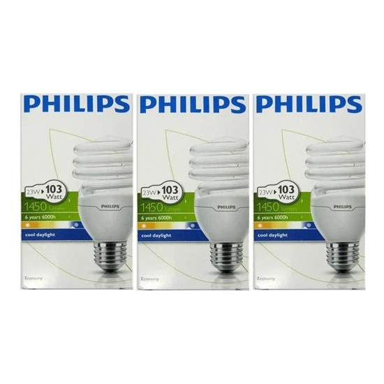 Philips Econtwister 23W E27 Duy  Cool Daylight 3'Lü Paket Beyaz Işık