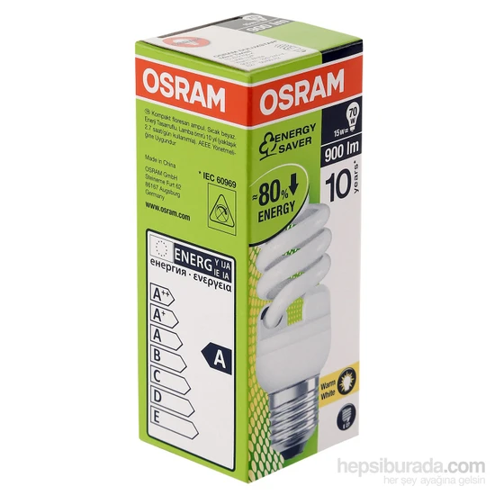 Osram Enerji Tasarruflu Spiral Ampul 15W-827 E27