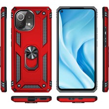 Case 4U Xiaomi Mi 11 Lite Kılıf Çift Katmanlı Yüzüklü Manyetik Vega Kapak Altın