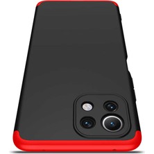 Case 4U Xiaomi Mi 11 Lite Kılıf 3 Parçalı Tam Koruma Sert Mika Ays Kapak Siyah Gümüş