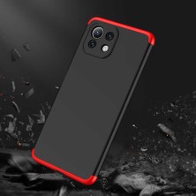 Case 4U Xiaomi Mi 11 Lite Kılıf 3 Parçalı Tam Koruma Sert Mika Ays Kapak Siyah Gümüş