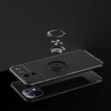 Case 4U Xiaomi Mi 11 Lite Kılıf Kamera Korumalı Autofocus Shockprof Ravel Yüzüklü Standlı Slikon Kapak Siyah - Mavi