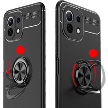 Case 4U Xiaomi Mi 11 Lite Kılıf Kamera Korumalı Autofocus Shockprof Ravel Yüzüklü Standlı Slikon Kapak Siyah - Mavi