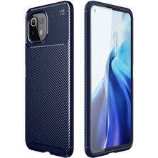 Case 4U Xiaomi Mi 11 Lite Kılıf Rugged Armor Karbon Desenli Lüx Negro Silikon Arka Kapak Lacivert