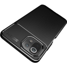 Case 4U Xiaomi Mi 11 Lite Kılıf Rugged Armor Karbon Desenli Lüx Negro Silikon Arka Kapak Lacivert