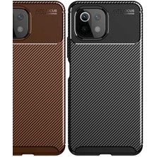 Case 4U Xiaomi Mi 11 Lite Kılıf Rugged Armor Karbon Desenli Lüx Negro Silikon Arka Kapak Lacivert