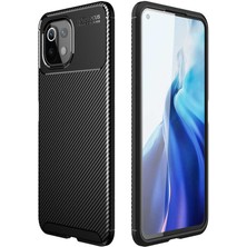 Case 4U Xiaomi Mi 11 Lite Kılıf Rugged Armor Karbon Desenli Lüx Negro Silikon Arka Kapak Siyah