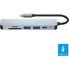 Shaza 6in1 USB Type-C Hub Port Adaptör HDMI Sd Kart USB Pd Girişli