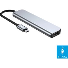 Shaza 6in1 USB Type-C Hub Port Adaptör HDMI Sd Kart USB Pd Girişli