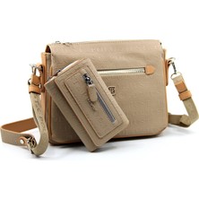 Just Polo Kadın 3 Bölmeli Ayarlanabilir Uzun Askılı Postacı Çanta ve Cüzdan Kombini PBU4013-1006