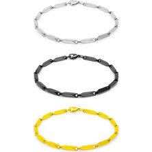 The Collection 3'lü Erkek Çelik Bileklik Künye Set