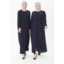 Beyza Nervür Detaylı Lacivert Ferace 3351-2