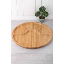 Balsa Bambu Yuvarlak 4 Küçük Bölmeli Sunum-Servis
