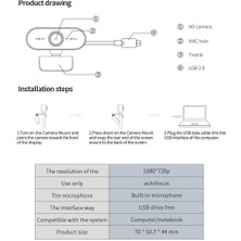 Akıllı Hd Webcam Otomatik Nişanlı Laptop USB 2.0 Web Kamera Cam Video Kayıt Yenı (Yurt Dışından)