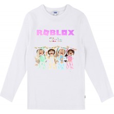 Take Roblox Girls Uzun Kol Çocuk Tişört Beyaz