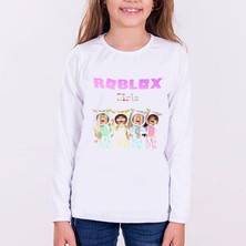 Take Roblox Girls Uzun Kol Çocuk Tişört Beyaz