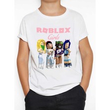 Take Roblox Girls Çocuk Tişört Beyaz Kesim