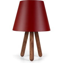 Art&gift Artgift Pratik Ahşap Üç Ayaklı Abajur AAG-1222 Bordo Pvc