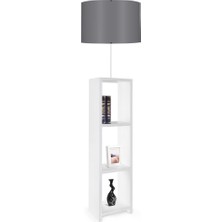 Art&Gift Dekoratif Beyaz Raflı Gri Başlıklı Lambader AAG-1800