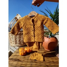 Handmade El Örgüsü Bebek Hırka, Tulum ve Bere-  Pamuk Yeni Doğan Hastane Eve Dönüş Seti