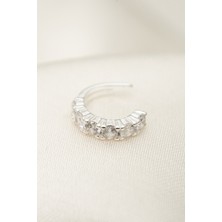 Elika Silver Kadın Sıra Taşlı 925 Ayar Gümüş Kıkırdak Küpe