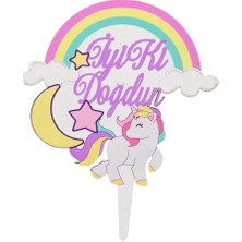 Benim Marifetlerim Unicorn Ahşap Pasta Süsü 25 x 19 cm
