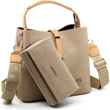 Just Polo Kilit Detaylı Kadın Kartlık ve Omuz Çanta Kombini MDS4002-1003