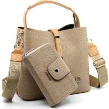 Just Polo Kilit Detaylı Kadın Kartlık ve Omuz Çanta Kombini MDS4002-1005