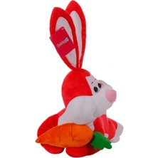 Selay Toys Yatan Kırmızı Tavşan Peluş Oyuncak 55X25CM