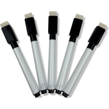 Mıknatıslı Silgili Mini Magnet Tahta Kalemi 5 Adet Siyah