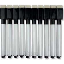 10 Adet Mıknatıslı Silgili Mini Magnet Tahta Kalemi Siyah