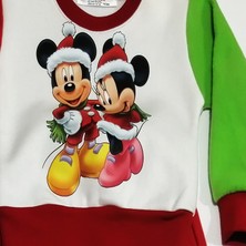 Berselüx Mini Miki Fare Noelbaba Baskılı Polar Unisex Kız-Erkek Çocuk Eşofman Takımı. 3'lü Set. 1-8 Yaş.