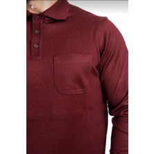 HMZ Erkek Bordo Ince Triko Polo Yaka Kazak